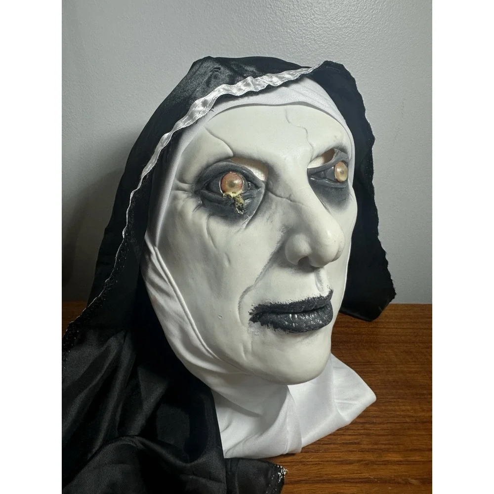 The Horror Scary Nun Latex Mask w/Headscarf Valak Cosplay for Halloween Costume